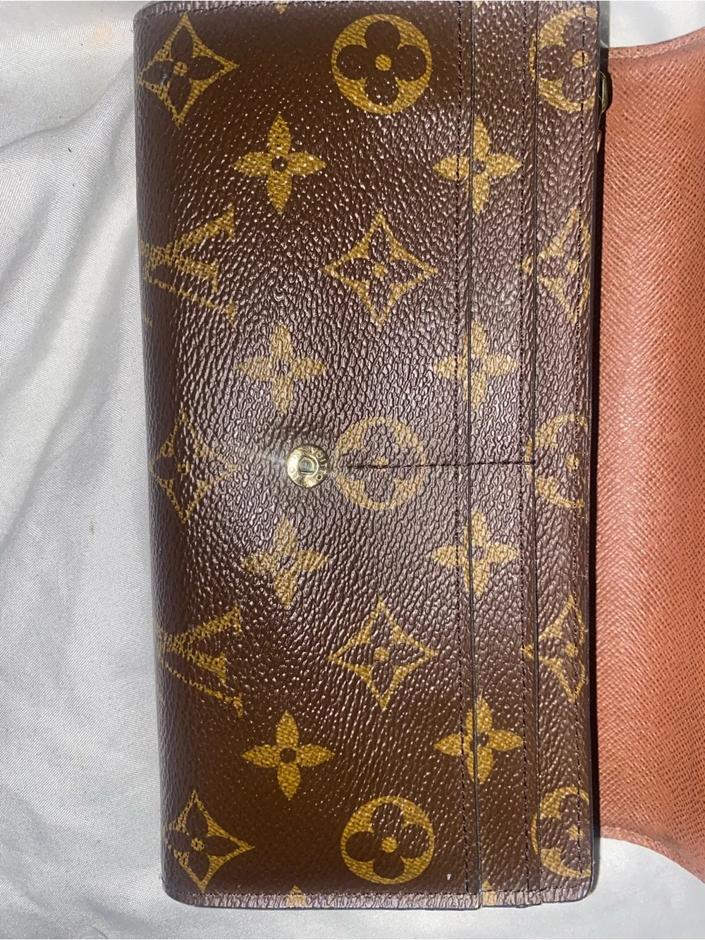 Louis Vuitton Monogram Fold-Over Continental Wallet in Brown and Gold